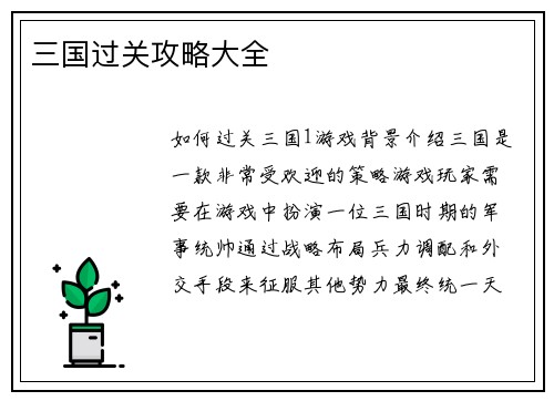 三国过关攻略大全