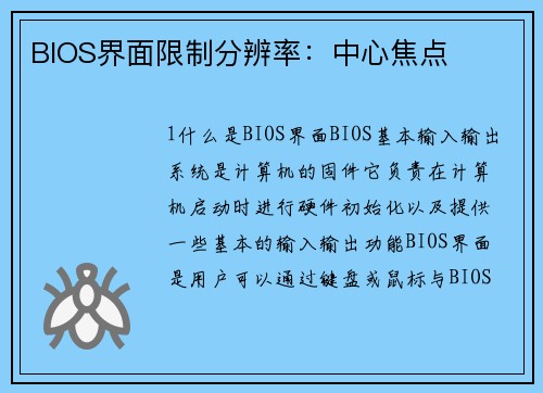 BIOS界面限制分辨率：中心焦点